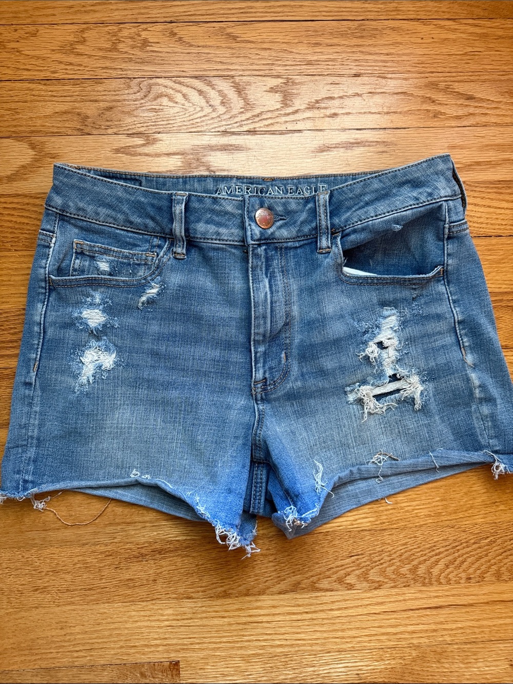 American Eagle Outfitters Ripped Blue Denim Shorts